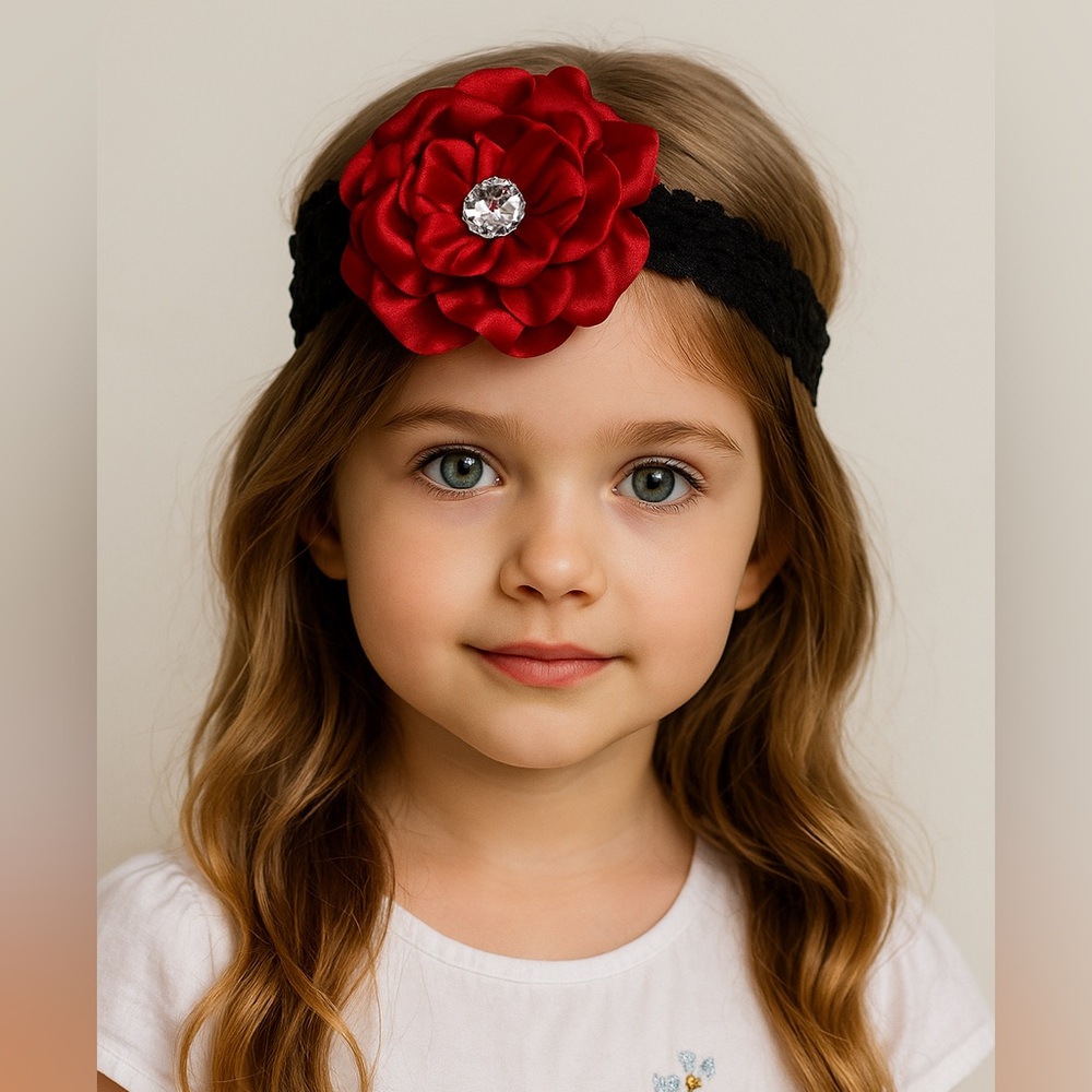 Floral 🍭handmade headband in red and black🍭🍭🍭